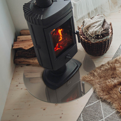 Runde Glasplatte für Kaminofen Farbe Braun