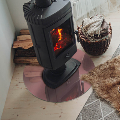 Runde Glasbodenplatte Kamin Farbe Rosa