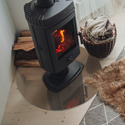 Runde Funkenschutzplatte aus Glas Farbe Braun