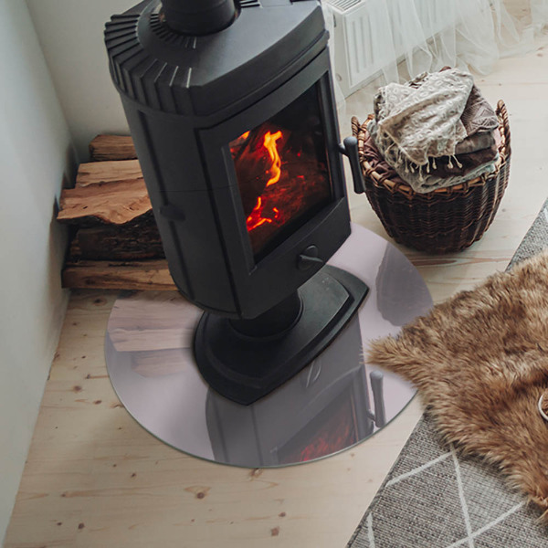 Runde Glasbodenplatte Kamin Farbe Hellviolett