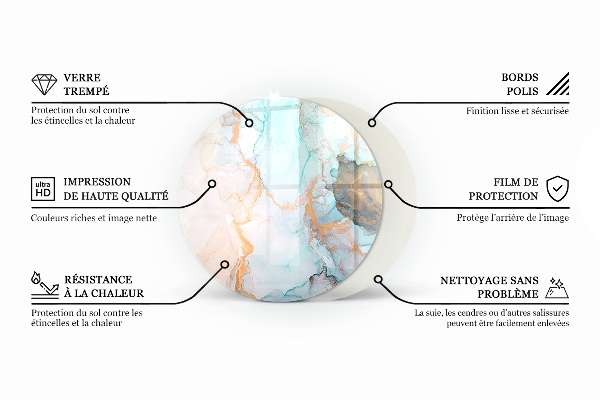 Runde Funkenschutzplatte aus Glas Farbe Beige