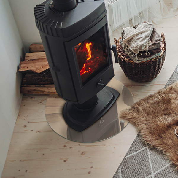 Runde Funkenschutzplatte aus Glas Farbe Beige