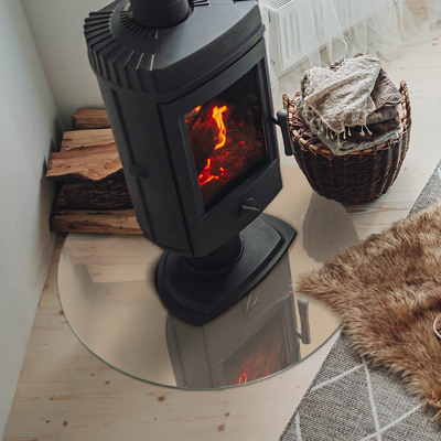 Runde Funkenschutzplatte aus Glas Farbe Beige