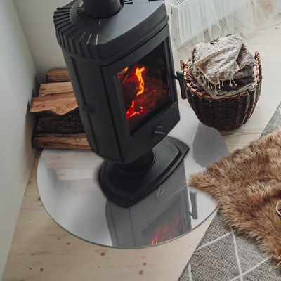 Runde Glasplatte für Kaminofen Farbe Grau