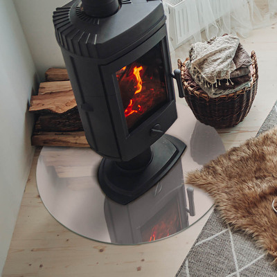 Runde Glasbodenplatte Kamin Farbe: Hellrosa