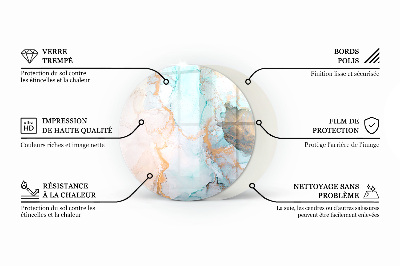 Runde Funkenschutzplatte aus Glas Farbe Hellgrau