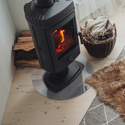 Runde Funkenschutzplatte aus Glas Farbe Hellgrau