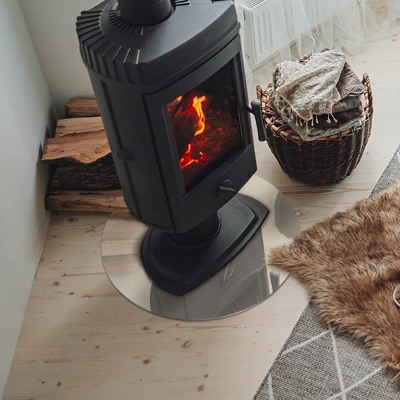 Runde Glasplatte für Kaminofen Farbe Beige