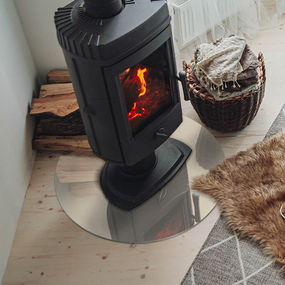 Runde Glasplatte für Kaminofen Farbe Beige