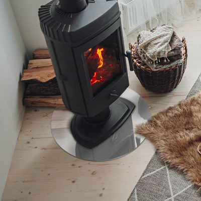 Runde Glasbodenplatte Kamin Farbe Grau