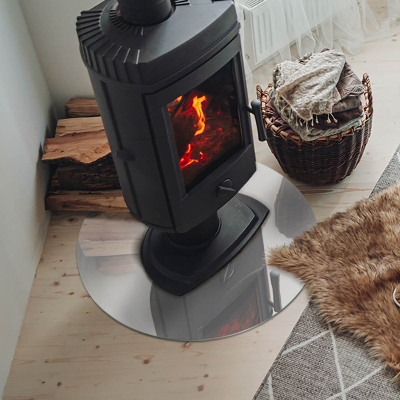 Runde Glasbodenplatte Kamin Farbe Grau