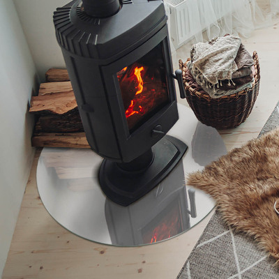 Runde Glasbodenplatte Kamin Farbe Grau