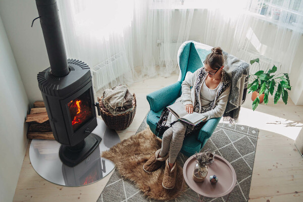 Runde Glasplatte für Kaminofen Farbe Weiß