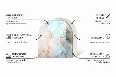 Halbrunde Glasplatte für Kaminofen Keramische Muster im Hintergrund
