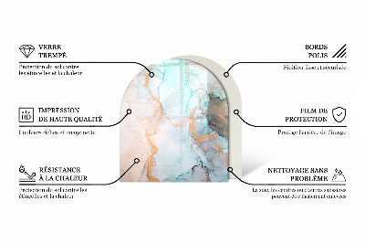 Halbrunde Funkenschutzplatte Glas Holzinspiriertes Muster