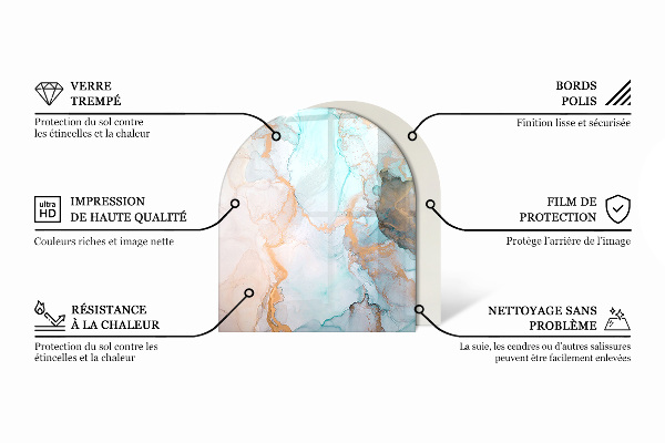 Halbrunde Glasbodenplatte Kamin Organisches Muster in abstrakter Form