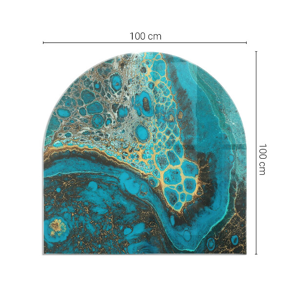 Halbrunde Glasbodenplatte Kamin Organisches Muster in abstrakter Form