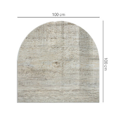 Halbrunde Glasbodenplatte Kamin Natürliche helle Holzmaserung