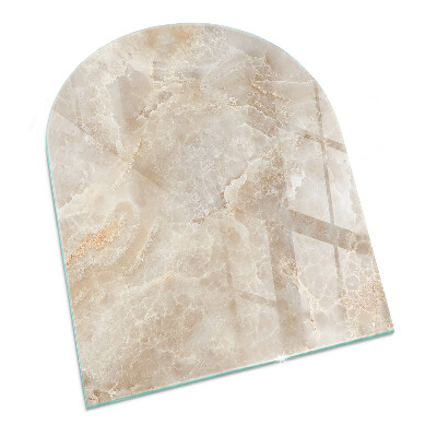 Halbrunde Funkenschutzplatte Glas Steinmuster inspiriert von der Natur