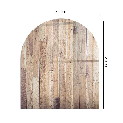Halbrunde Funkenschutzplatte Glas Holzmuster in geometrischer Anordnung