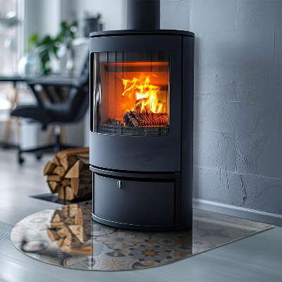 Halbrunde Glasbodenplatte Kamin Mosaikmuster in gefliesten Formen