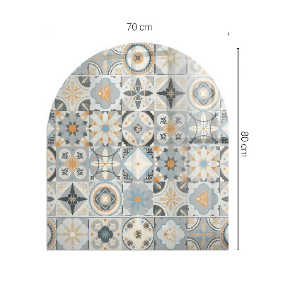 Halbrunde Glasbodenplatte Kamin Mosaikmuster in gefliesten Formen