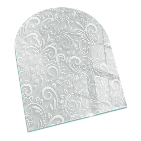 Halbrunde Glasplatte für Kaminofen Stilvolles Pflanzenmotiv