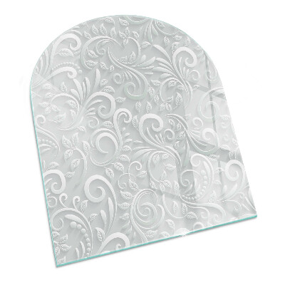 Halbrunde Glasplatte für Kaminofen Stilvolles Pflanzenmotiv