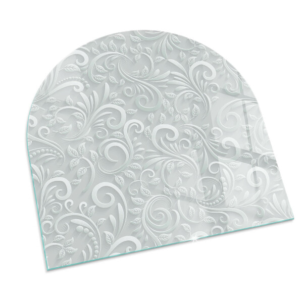 Halbrunde Glasplatte für Kaminofen Stilvolles Pflanzenmotiv