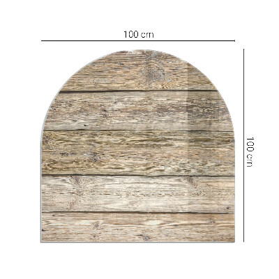 Halbrunde Funkenschutzplatte Glas Holzmaserung im natürlichen Stil