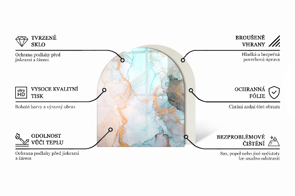 Halbrunde Glasplatte für Kaminofen Blumenmotiv mit Schmetterlingen