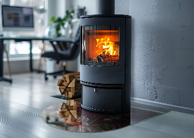 Halbrunde Glasbodenplatte Kamin Florale Details in voller Blüte