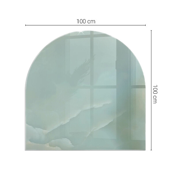 Halbrunde Glasbodenplatte Kamin Marmormotiv in dezenten Farbtönen