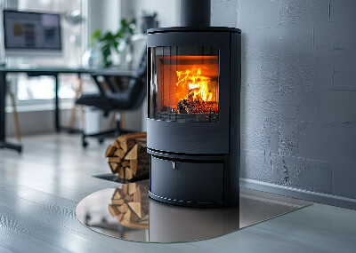 Halbrunde Glasplatte für Kaminofen Farbe Hellbraun