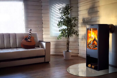 Halbrunde Glasbodenplatte Kamin Hellcremefarben