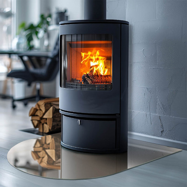 Halbrunde Funkenschutzplatte Glas Farbe Beige