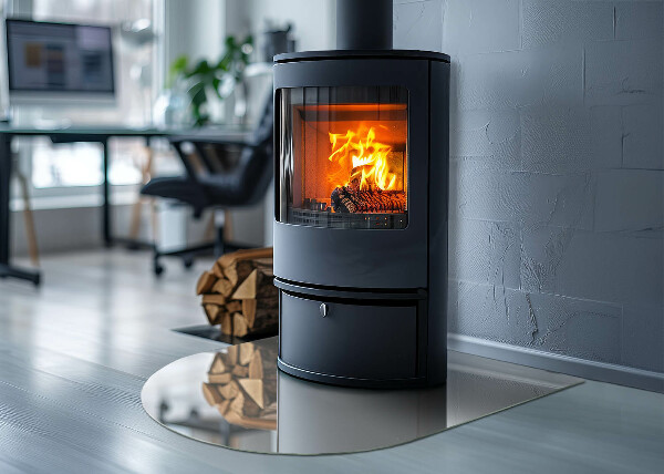 Halbrunde Funkenschutzplatte Glas Elfenbeinfarbe