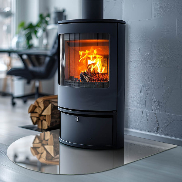 Halbrunde Funkenschutzplatte Glas Elfenbeinfarbe