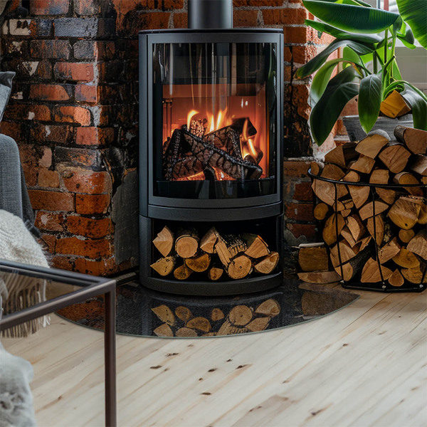 Funkenschutzplatte Glas Ecke Natursteinmuster