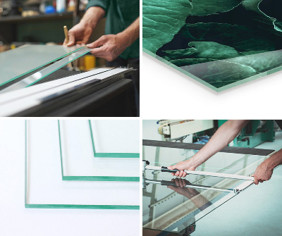 Funkenschutzplatte Glas Ecke Natursteinmuster