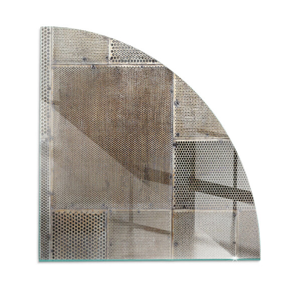 Eck-Glasplatte für Kaminofen Lochstahlmotiv