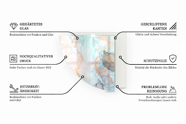 Eck-Glasplatte für Kaminofen Holzmosaik im Layout