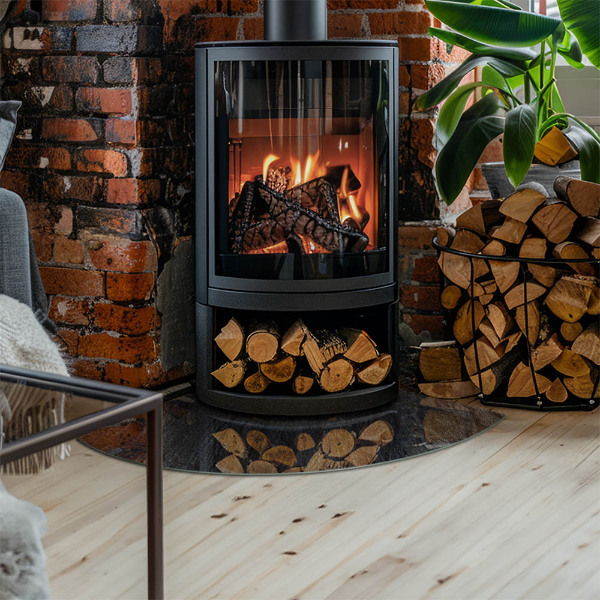 Glasbodenplatte Ecke Kamin Muster der Gesteinsstruktur