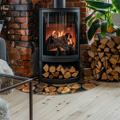 Funkenschutzplatte Glas Ecke Schachtel mit Holzrahmen