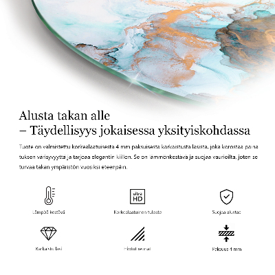 Glasbodenplatte Ecke Kamin Fließendes abstraktes Motiv