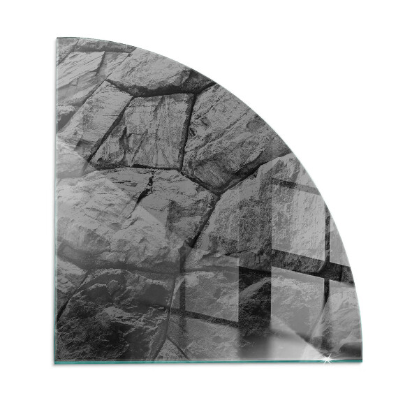 Eck-Glasplatte für Kaminofen Steinoptik in natürlicher Ausführung