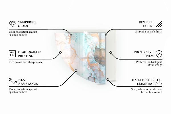 Eck-Glasplatte für Kaminofen Abstraktes Marmormotiv
