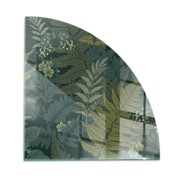 Funkenschutzplatte Glas Ecke Pflanzenmuster mit Schmetterlingen