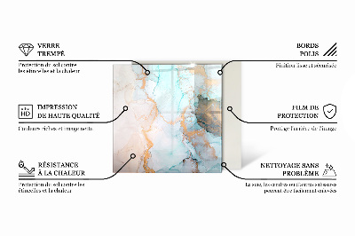 Rechteckige Funkenschutzplatte Glas Natursteinmuster