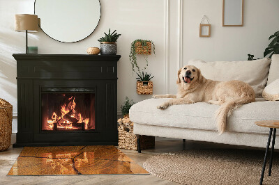 Rechteckige Glasplatte für Kaminofen Holz im Querschnitt mit natürlicher Maserung